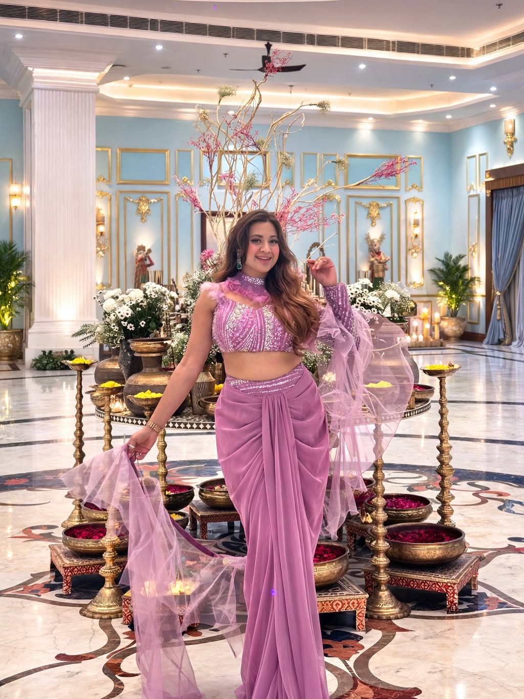 Nikita Rajput at a palatial wedding venue in Delhi