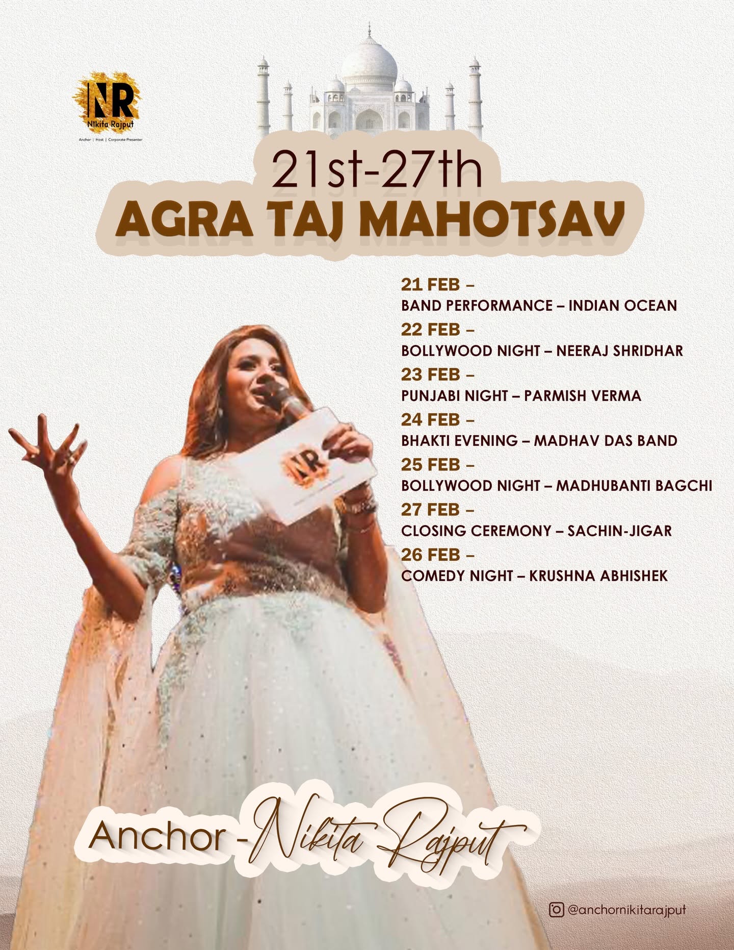 Nikita Rajput hosting Agra Taj Mahotsav in Agra